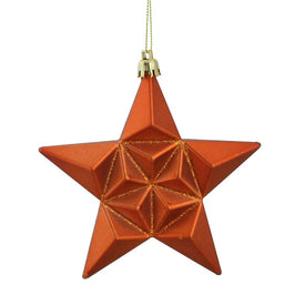 5" Matte Burnt Orange Glittered Star Shatterproof Christmas Ornaments Set of 12