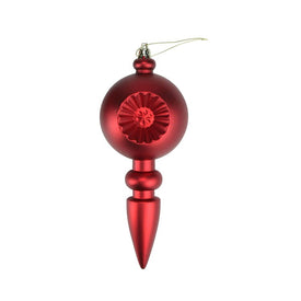 7.5" Matte Red Hot Retro Reflector Shatterproof Finial Christmas Ornaments Set of 4
