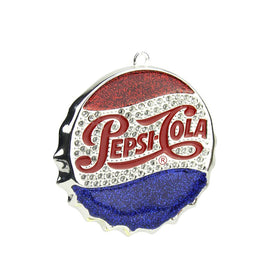3" Blue and Red Pepsi Cola Bottle Cap Logo Christmas Ornament