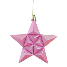 5" Pink Bubblegum Matte Glittered Star Shatterproof Christmas Ornaments Set of 12