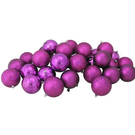 3.25" Violet Four-Finish Shatterproof Ball Christmas Ornaments Set of 32