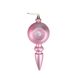 7.5" Matte Bubblegum Pink Retro Reflector Shatterproof Finial Christmas Ornaments Set of 4