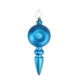 7.5" Matte Turquoise Blue Retro Reflector Shatterproof Finial Christmas Ornaments Set of 4