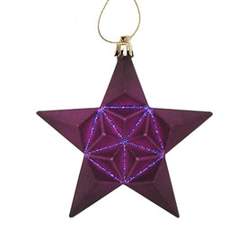 5" Purple Two-Finish Shatterproof Star Christmas Ornaments Set of 12