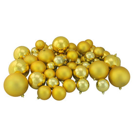 4" Vegas Gold Two-Finish Shatterproof Ball Christmas Ornaments Set of 50