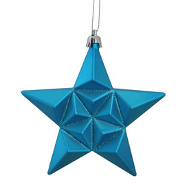 5" Matte Turquoise Blue Glittered Star Shatterproof Christmas Ornaments Set of 12