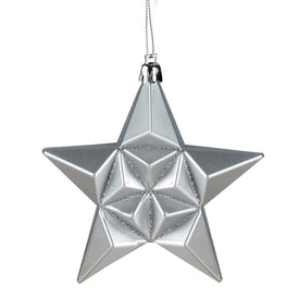 5" Silver Splendor Star Shatterproof Christmas Ornaments Set of 12
