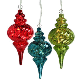 Lighted Red and Green Glass Finial Christmas Ornaments Set of 3