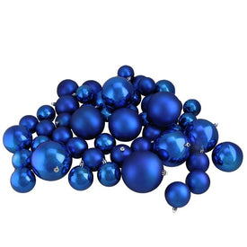 4" Lavish Blue Two-Finish Shatterproof Ball Christmas Ornaments Set of 50
