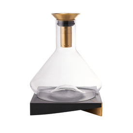 Decanter with Wood Coaster and Micro-Perforated Aerator