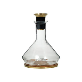 Glass Decanter and Wood Base