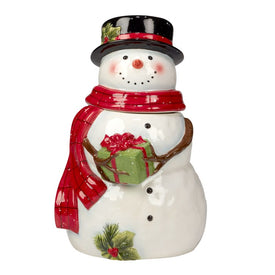 Snowman's Farmhouse 3-D Cookie Jar Santa