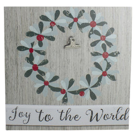 10" Christmas Wreath and Joy to the World Canvas Wall Art with Photo Clip