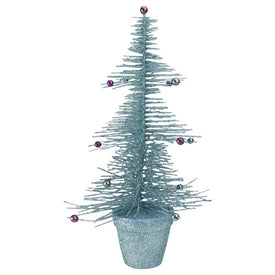 16" Unlit Whimsical Turquoise Glittered Spike Table Tree