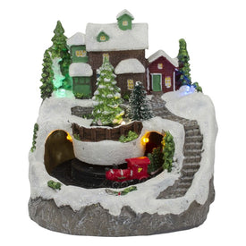 7" Lighted Village with Rotating Train Christmas Decoration