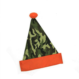 Green and Orange Camouflage Unisex Adult Christmas Santa Hat Costume Accessory - One Size