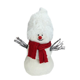 17.75" Red and White Snowman with Scarf Christmas Tabletop Decor