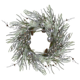 28" Unlit Artificial Pine Frosted Christmas Wreath with Silver Berries