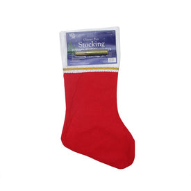 19" Red and White Solid Christmas Stocking with Gold Glitter Pen