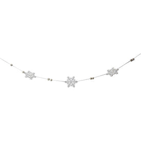 24" White Glittered Snowflake Christmas Garland