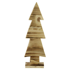 12.5" Rustic Wood Cut-Out Christmas Tree Tabletop Decoration