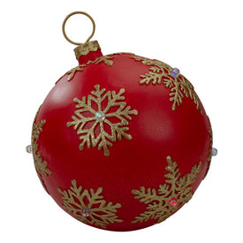 12" Red and Gold Large Ball Christmas Ornament Tabletop LED Decoration
