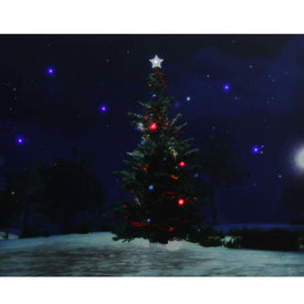 15.75" x 19.5" LED Lighted Decorated Christmas Tree at Night with Stars Canvas Wall Art
