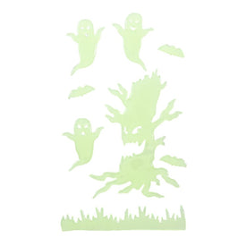 Glow in the Dark Evil Tree and Ghosts Halloween Gel Window Clings