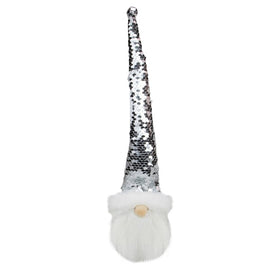 13" Silver Sequin Santa With a Pointed Winter Hat Christmas Decor