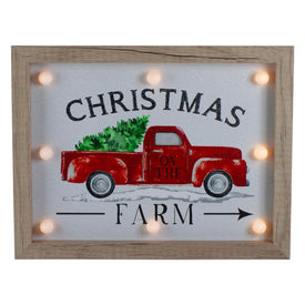 12" Lighted Green and Red Christmas on the Farm Wall Decor