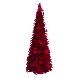 24" Plum Feather Tabletop Christmas Tree with Glitter
