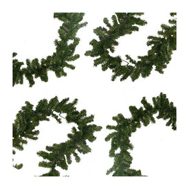9' x 10" Pre-Lit Battery-Operated Pine Christmas Garland - Warm Clear LED Lights
