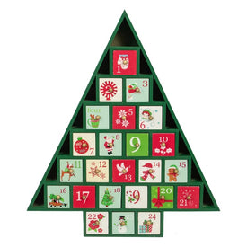 15 Green Tree Shaped Christmas Advent Calendar Decoration