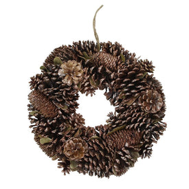 13" Unlit Brown Assorted Pine Cone Wooden Christmas Wreath