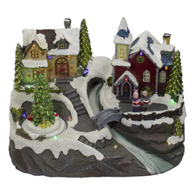 9" Lighted and Animated Christmas Village Scene with a Moving Christmas Tree