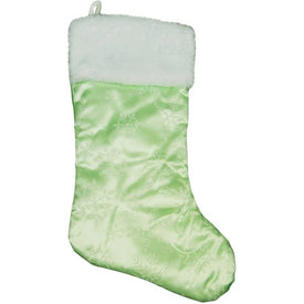 20" Mint Green Iridescent Glittered Snowflake Christmas Stocking