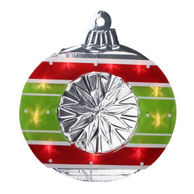 15.5" Lighted Red and Green Shimmering Ornament Christmas Window Silhouette Decoration