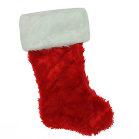 20" Red and White Traditional Cuff Extra Plush Christmas Stocking