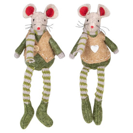 7.5" Boy and Girl Mice Christmas Ornaments Set of 2