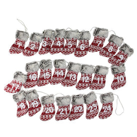 7.8' x 5" Unlit Red and Gray Countdown Christmas Stocking Garland