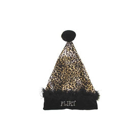 Black and Brown Leopard Unisex Adult Christmas Hat Costume Accessory - Medium