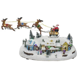 12" Lighted Christmas Village with a Flying Sleigh