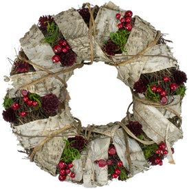 13" Unlit Natural Twig and Birch Wood Pine Cone Artificial Christmas Wreath
