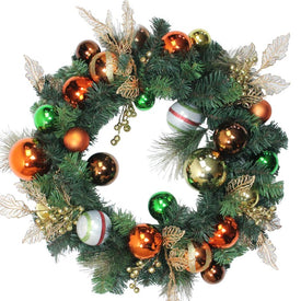 24" Green Foliage with Ornaments Artificial Christmas Wreath - Unlit