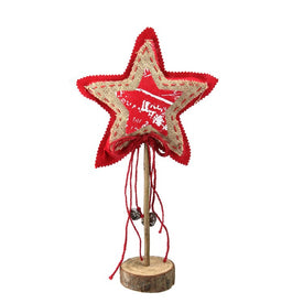 15" Red and Brown Star with Bells Christmas Tabletop Decoration