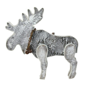 16" Gray Natural Wood Standing Christmas Moose Tabletop Figure