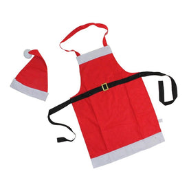 30" Red Santa Claus Unisex Adult Christmas Apron with Hat - One Size