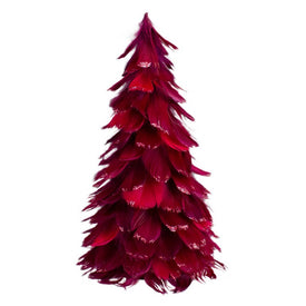 12" Plum Feather Cone Tabletop Christmas Tree with Glitter