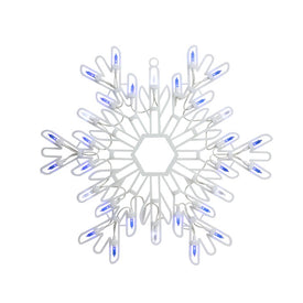 15" LED Lighted Pure White and Blue Snowflake Christmas Window Silhouette Decor