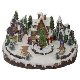 11" Lighted and Animated Christmas Village with a Moving Christmas Tree